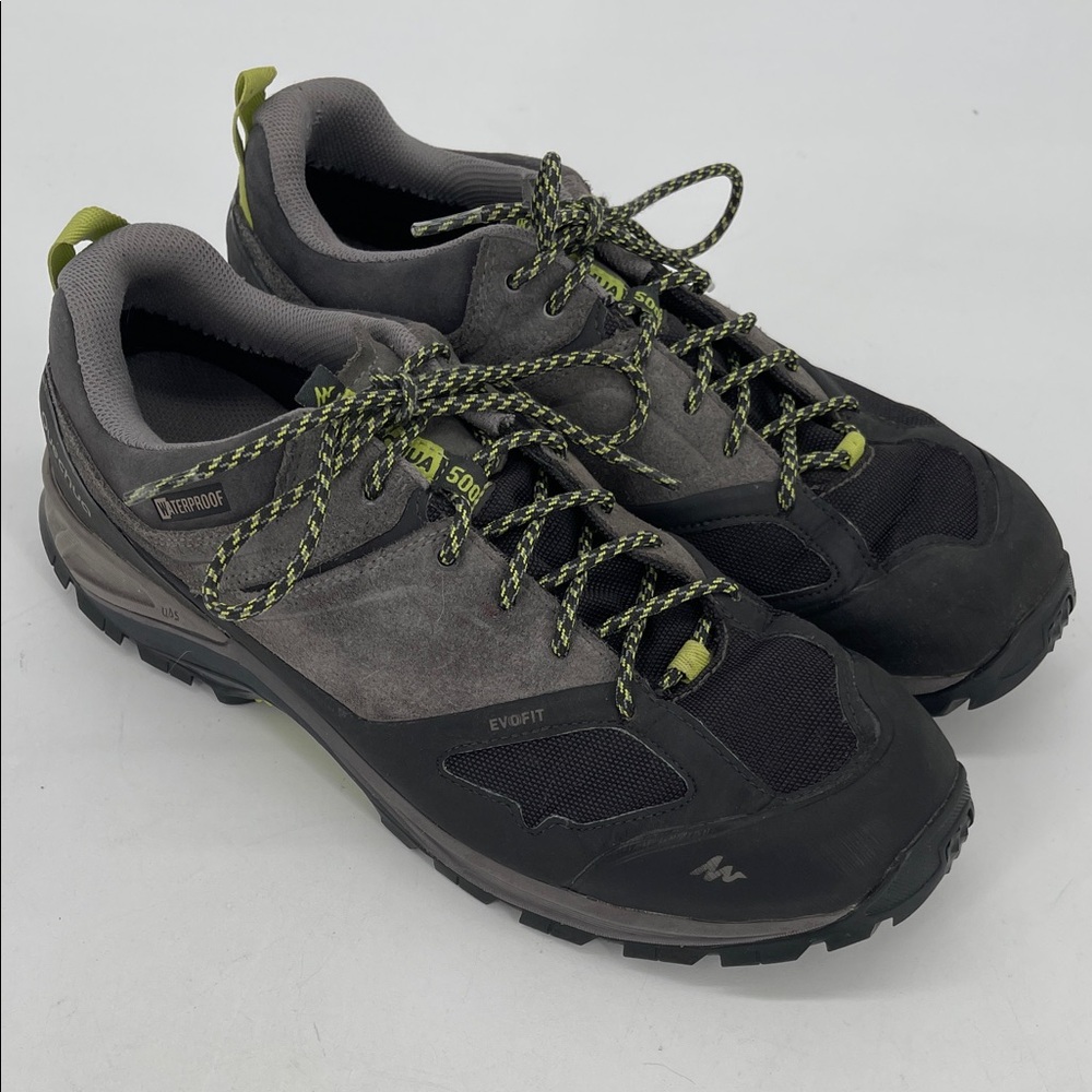 Quechua Decathlon Men's Grey Waterproof Suede/Mesh Trail Shoes Size 10.5